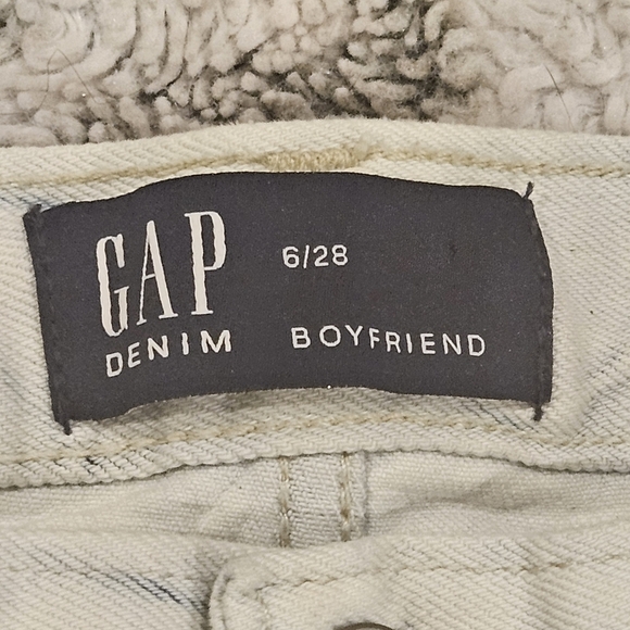 GAP SZ 6/28 BOYFRIEND Raw Hem Tie Dye Bleached Mid Rise Crop Stretch Jean - Picture 3 of 10